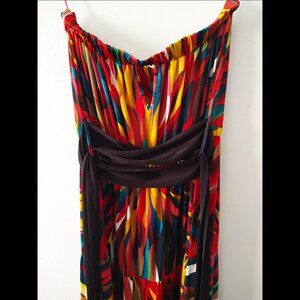 Costa Blanca Vibrant Multicoloured Strapless Maxi Dress